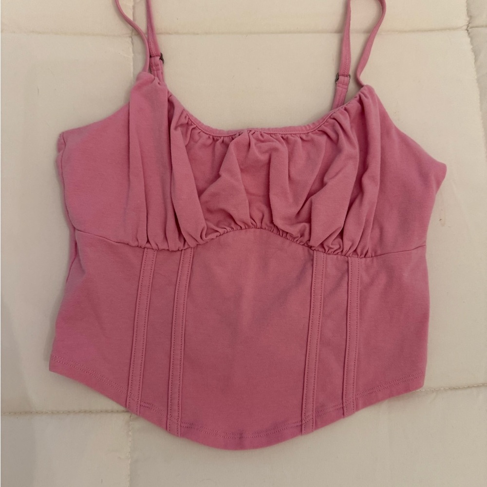 Hollister Pink Ruched Bustier Camisole - Size Medium